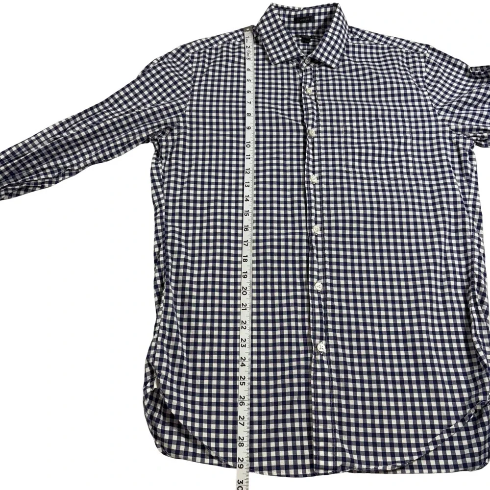 J Crew Ludlow Mens Size M Button Down‎ Dress Shirt Gingham Navy White Preppy